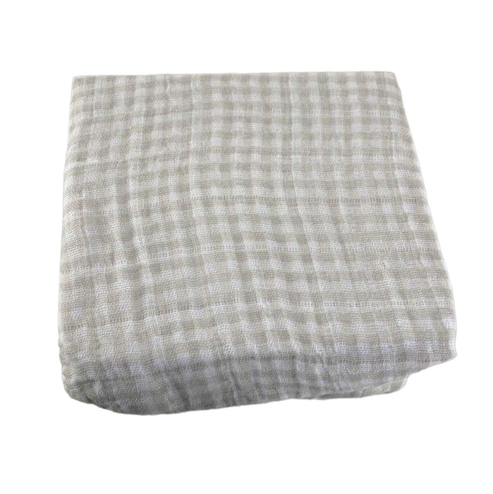 Shop Little Unicorn Cotton Muslin Fitted Crib Sheet, Tan Gingham at GoodBuy Gear
