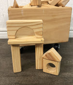 secondhand Wooden Building Blocks, With Wagon