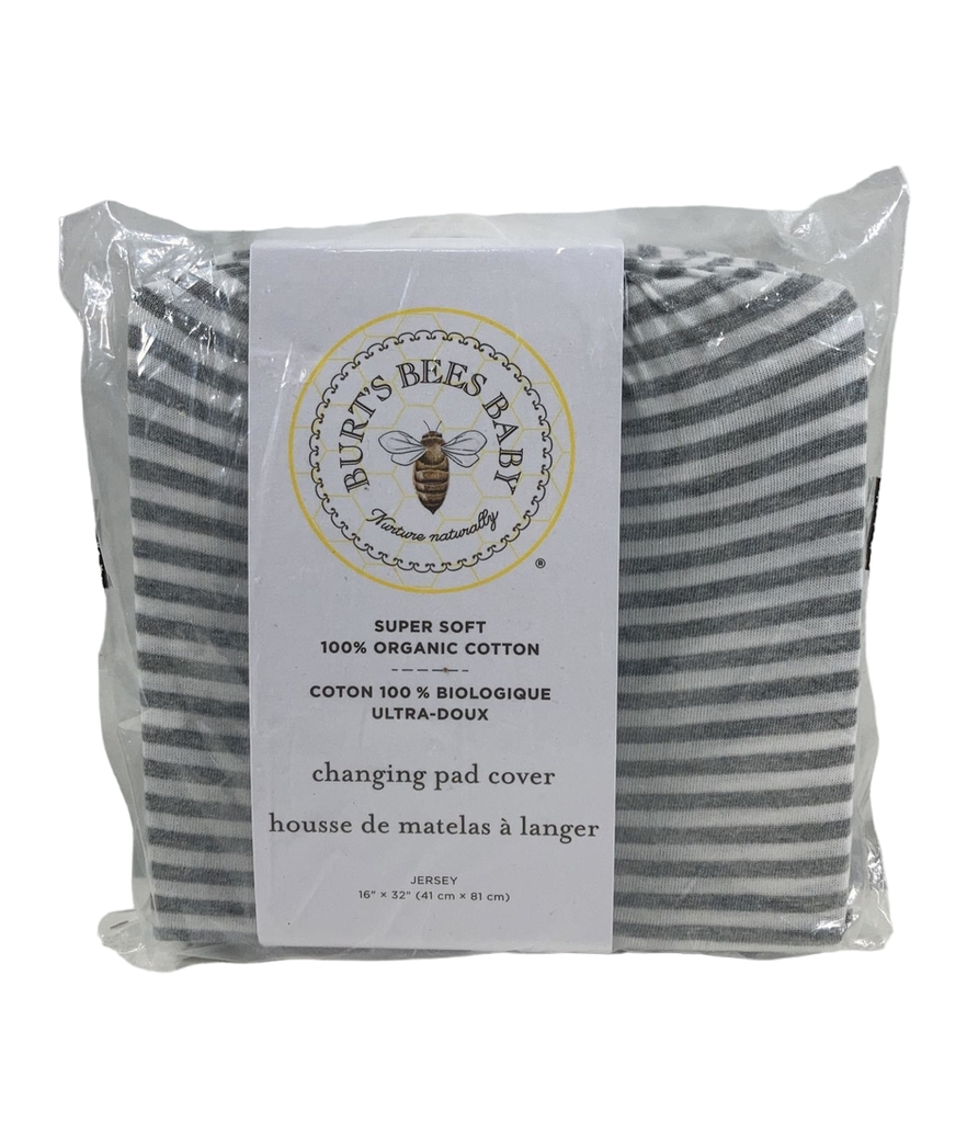 Burt's Bees Baby Changing Pad Cover, Heather Grey Classic Stripe