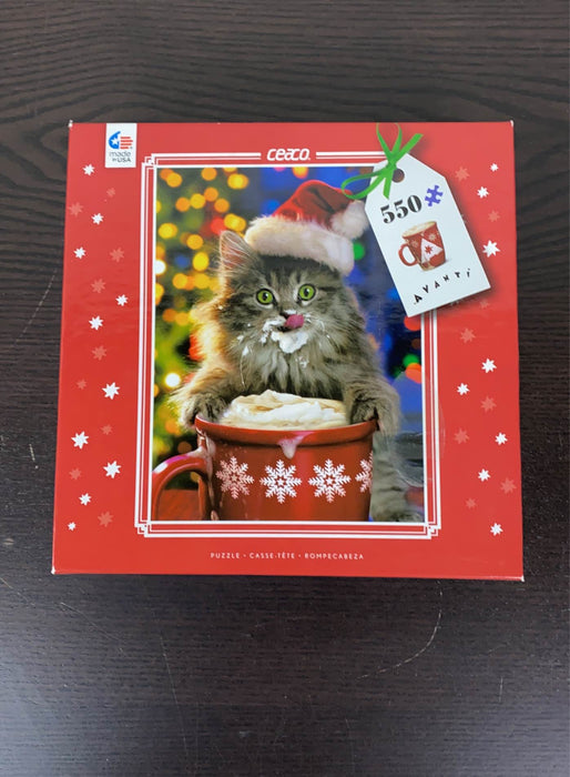 used Ceaco Christmas Cat 550 Piece Puzzle