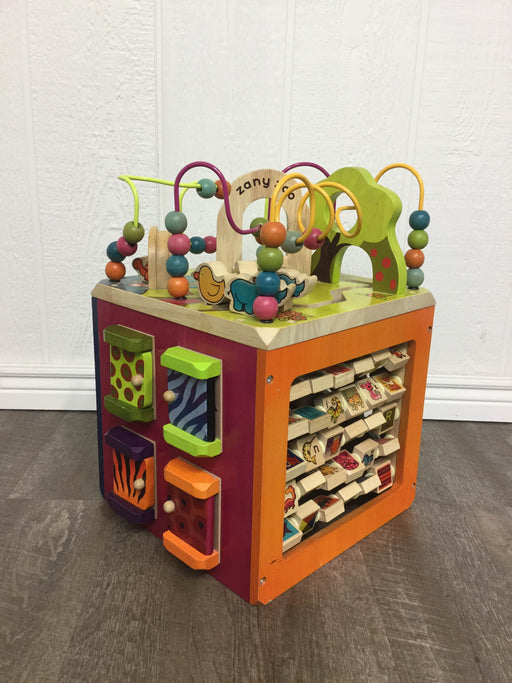 used B. Toys Zany Zoo Wooden Activity Cube