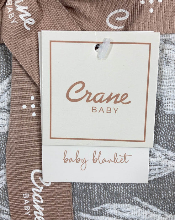 secondhand Crane Baby Cotton Muslin Jacquard Blanket, Grey Feather