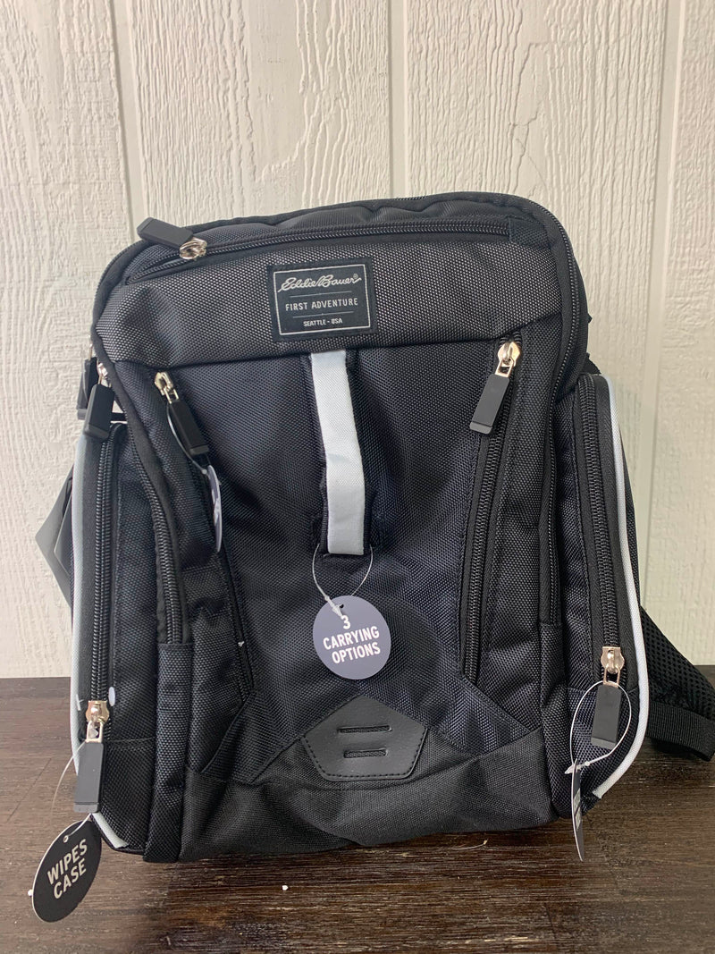 black backpack by eddie bauer leather Eddie Bauer Places & Spaces Backpack Diaper Bag, Black