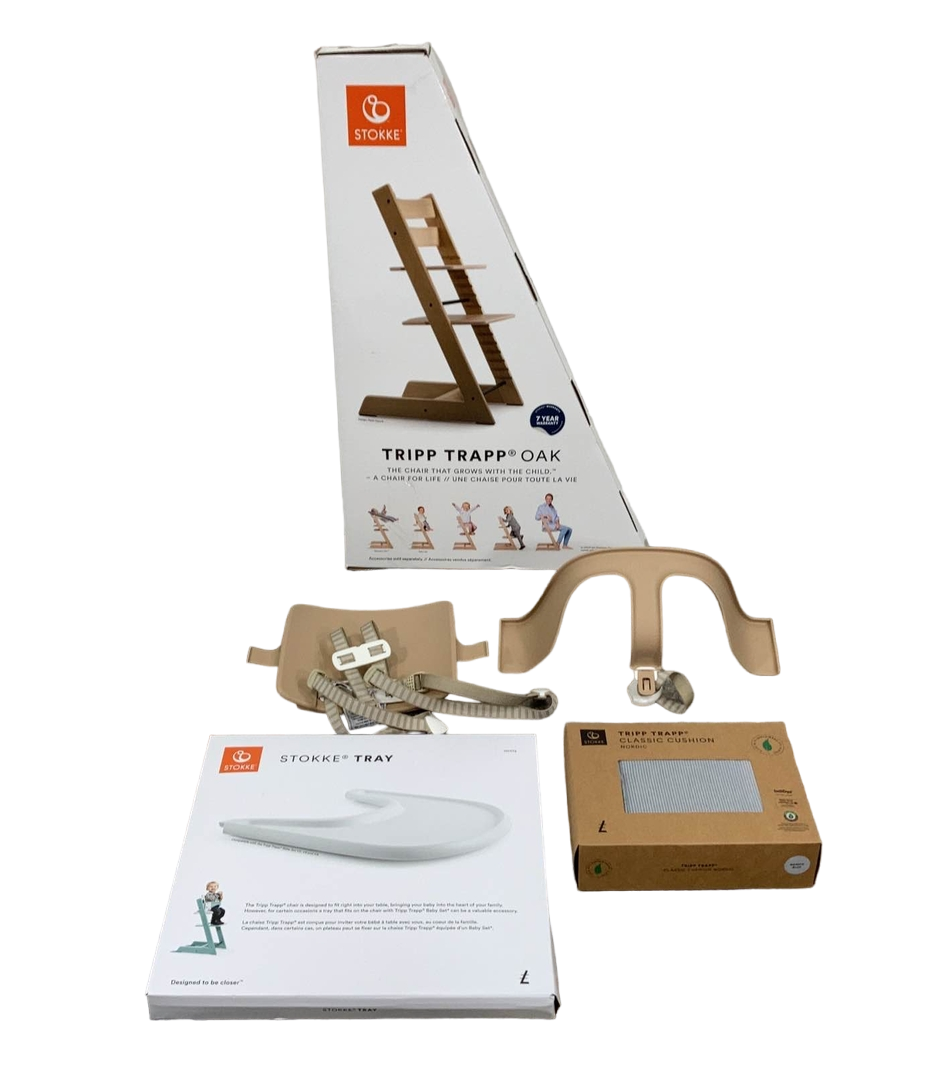 Stokke Tripp Trapp Complete High Chair, Oak Natural , Nordic Blue