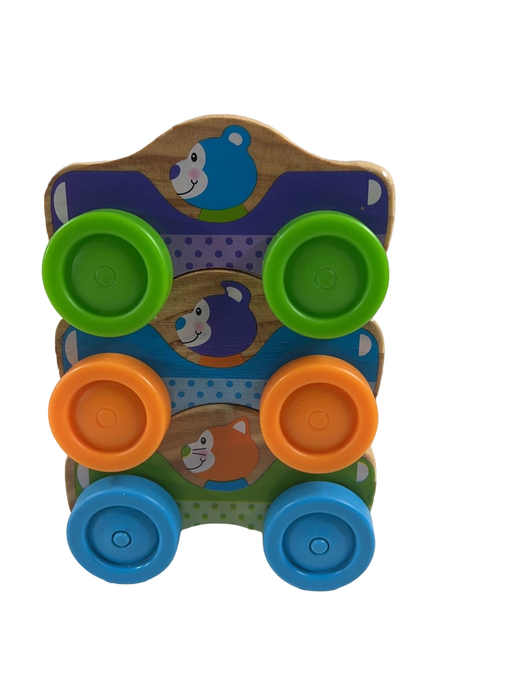 secondhand Melissa & Doug First Play Wooden Animal Stacking Cars