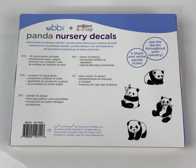 secondhand Ubbi Diaper Pail Decals, panda