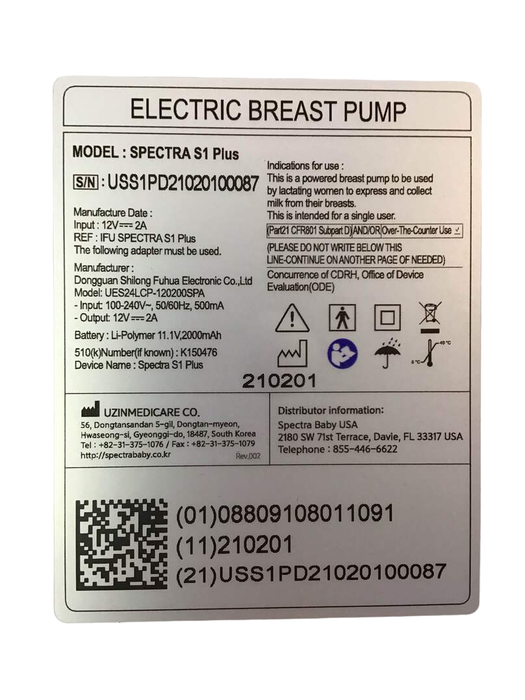 Spectra Baby S1 Plus Premier Rechargeable Breast Pump