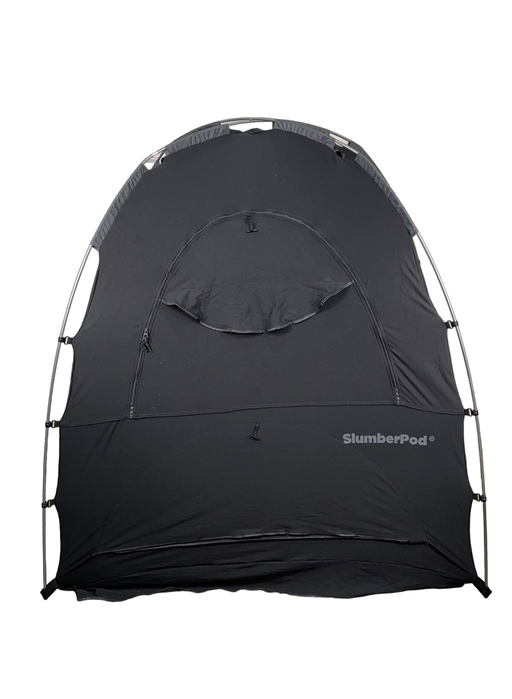 secondhand SlumberPod 3.0 Sleep Canopy with Fan, Black with Gray Accents