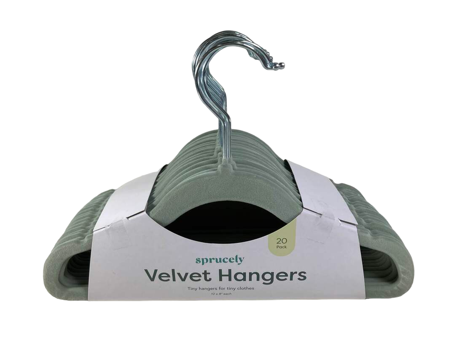 used Sprucely Velvet Hangers 20 Pack, Sage