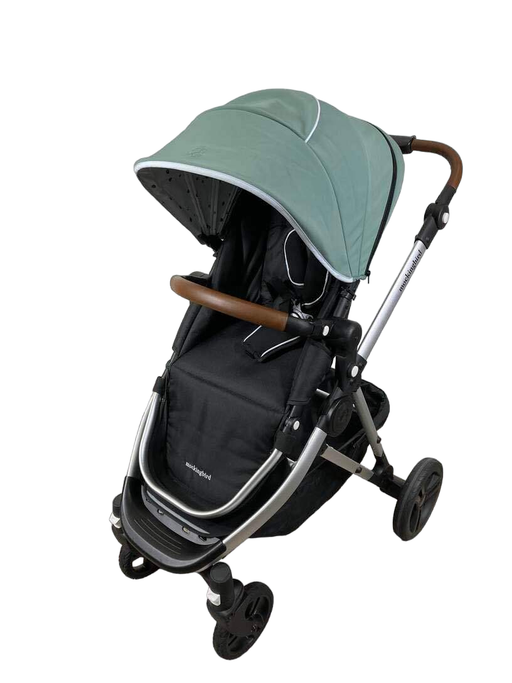 secondhand Mockingbird Single Stroller, Sage, Watercolor Drops, Silver With Penny Leather, 2023