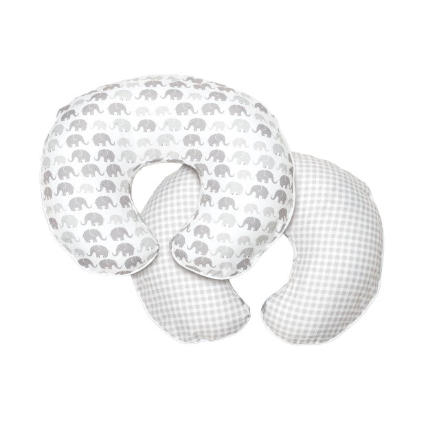 Shop Boppy Premium Nursing and Infant Support Pillow Slipcover, Grey Elephants Plaid at GoodBuy Gear