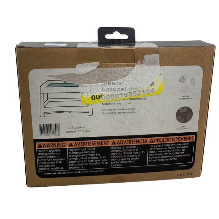 Shop 4moms Breeze Bassinet Sheet, 2 Pack, White & Grey Crosshatch at GoodBuy Gear