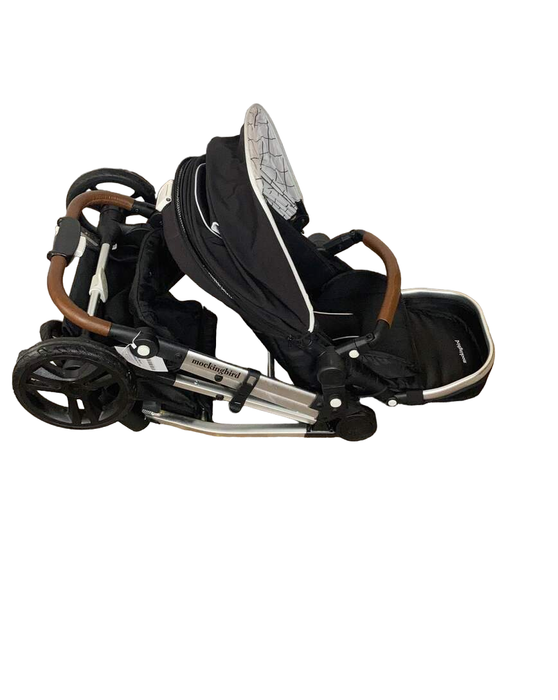 used Mockingbird Single to Double Stroller, 2020, Silver with Black Leather, Windowpane, Black