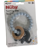 used Nuby Wood And Silicone Natural Teething Ring, Elephant