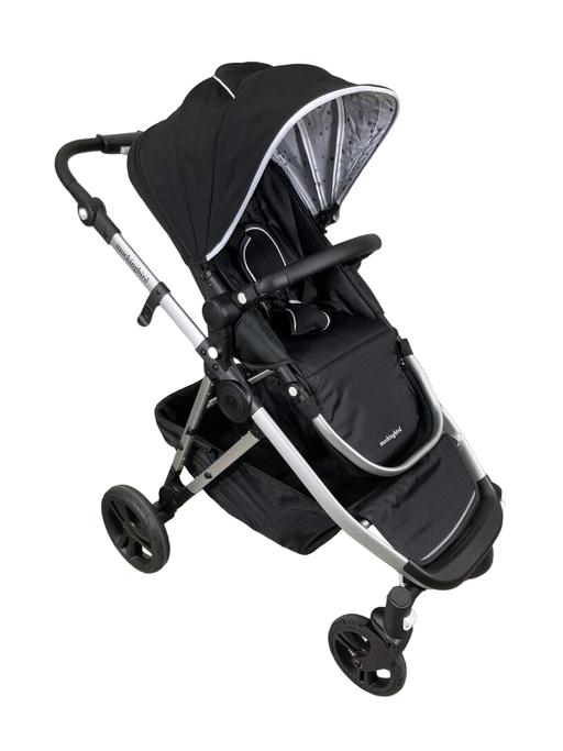 used Mockingbird Single to Double Stroller, 2022, Silver with Black Leather, Black , Watercolor Drops