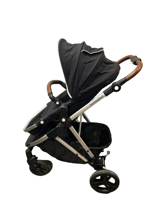 secondhand Mockingbird Single Stroller, 2019, Black, Watercolor Drops, Silver With Penny Leather