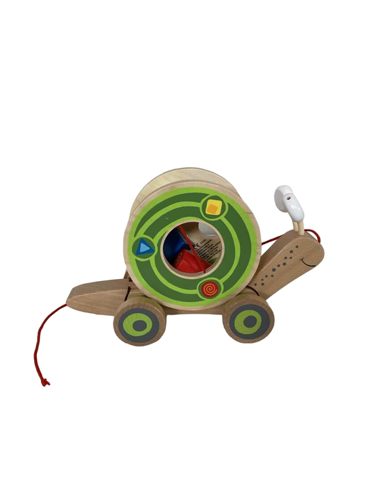 used Hape Walk-A-Long Snail Toddler Wooden Pull Toy