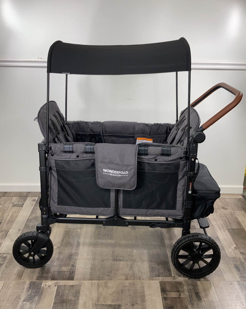 Wonderfold W4 Luxe Quad Stroller Wagon, 2022, Charcoal Grey with White