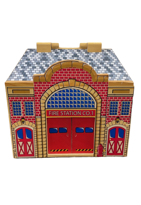 used Melissa & Doug Deluxe Multi-level Wooden Fold & Go Fire Station