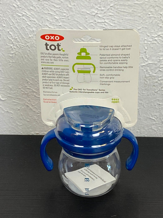 secondhand OXO Tot Transitions Soft Spout Sippy Cup with Removable Handles, Navy
