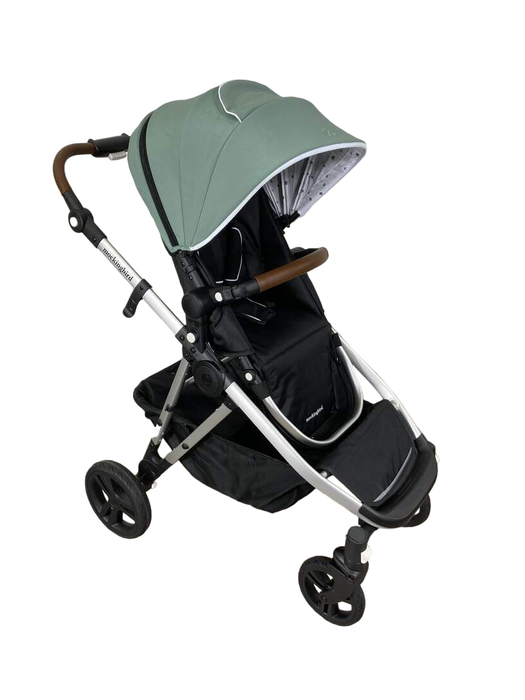 used Mockingbird Single to Double Stroller, 2023, Silver with Penny Leather, Watercolor Drops, Sage