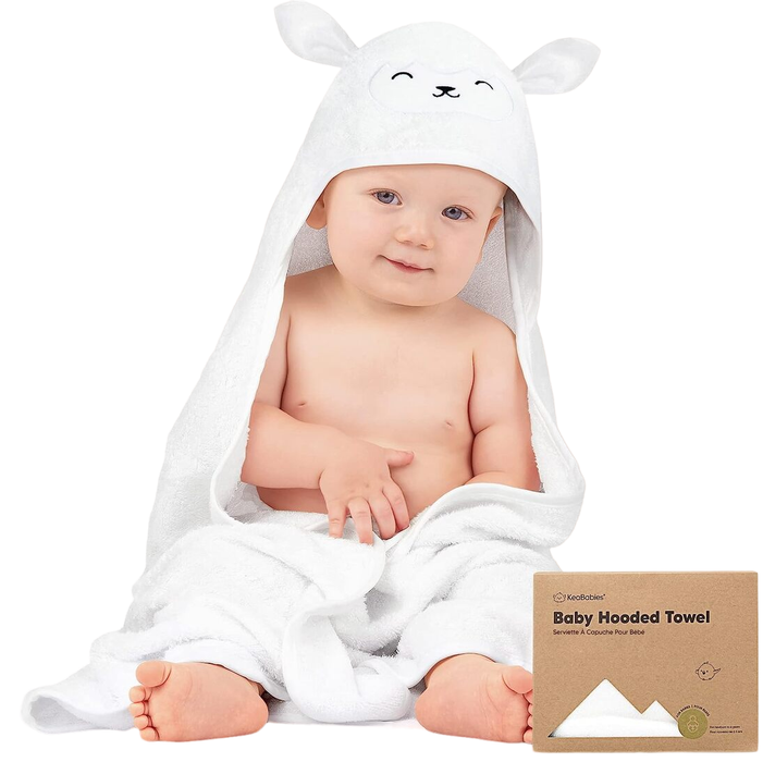 KeaBabies Baby Hooded Towel, Cuddle, Lamb