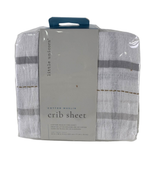 used Little Unicorn Cotton Muslin Fitted Crib Sheet, Grey Plaid