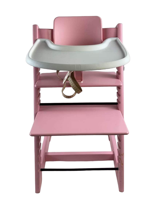 used Stokke Tripp Trapp High Chair with Baby Set and Tray, White, Pink