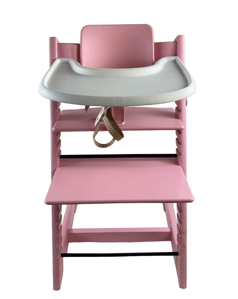 Stokke Tripp Trapp High Chair with Baby Set and Tray, White, Pink Stokke Tripp Trapp High Chair with Baby Set and Tray, White, Pink