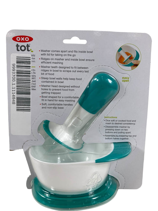 secondhand OXO Tot Food Masher And Bowl, teal