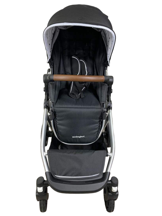 secondhand Mockingbird Single to Double Stroller, 2022, Silver with Penny Leather, Watercolor Drops, Black