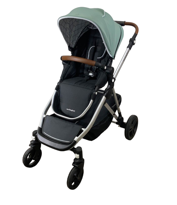 used Mockingbird Single to Double Stroller, Silver with Penny Leather, 2022, Windowpane, Sage