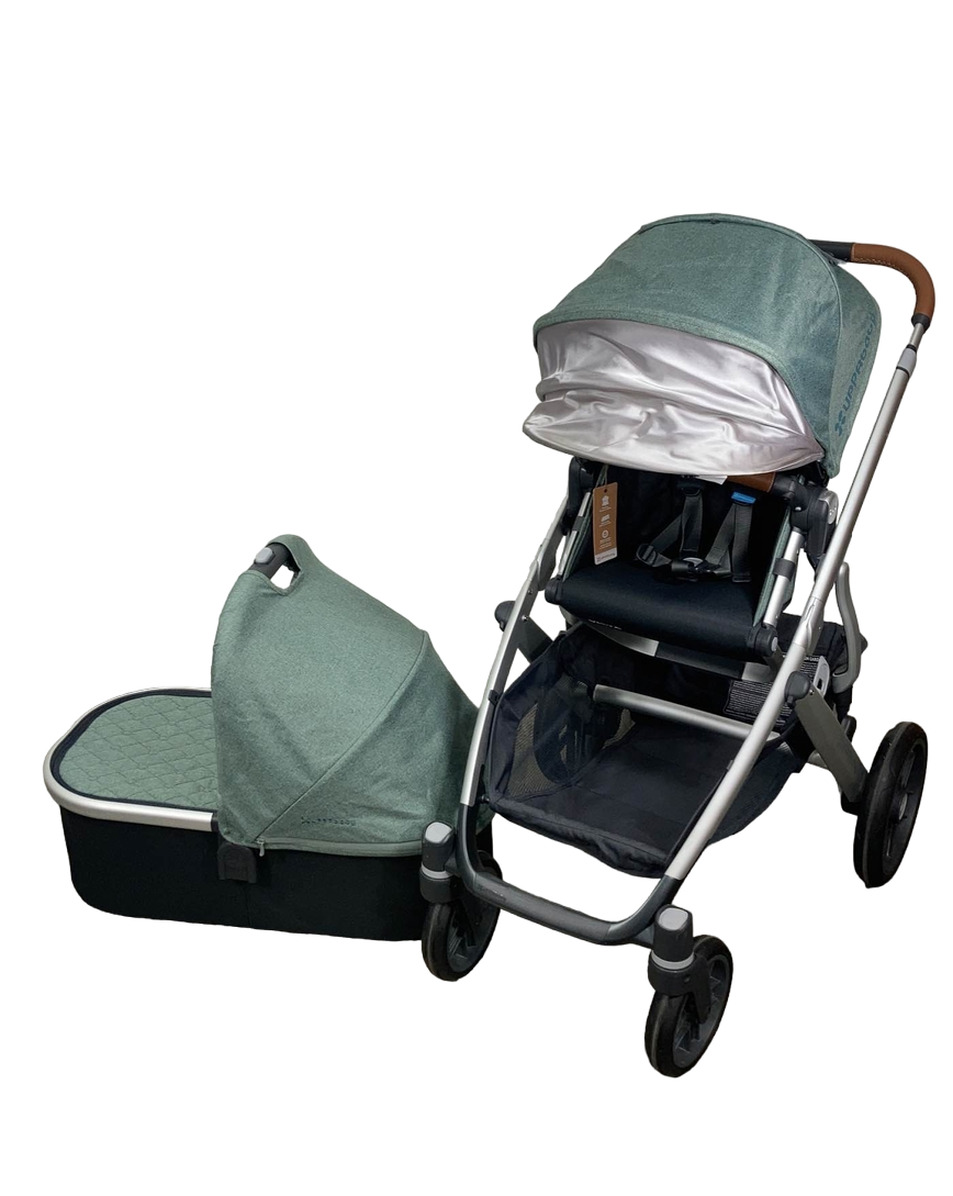 2018 uppababy vista stroller emmett green melange silver saddle leather UPPAbaby VISTA Stroller, Emmett (Green Melange), 2019