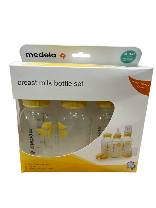 used Medela Breastmilk Bottle Set, 4-12 months medium flow