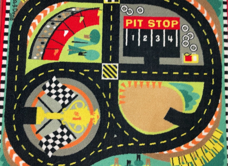 secondhand Melissa & Doug Round The Speedway Race Track And Rug