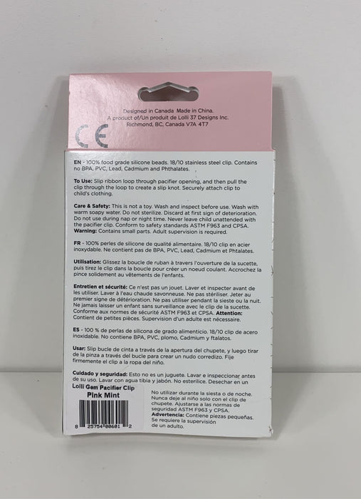 secondhand LouLou Lollipop Pacifier Clip, - Pink Mint