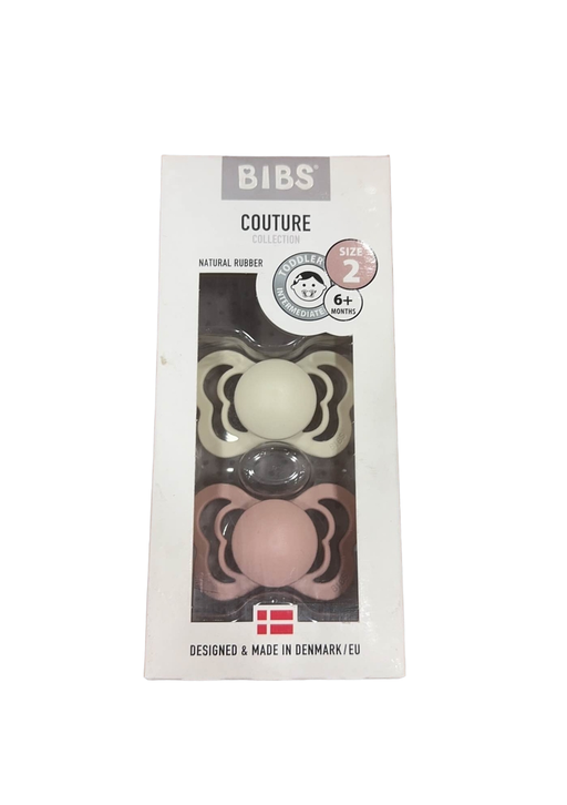 used BIBS Couture Pacifiers 2 Pack, Size 2 (6+ months), Ivory/Blush