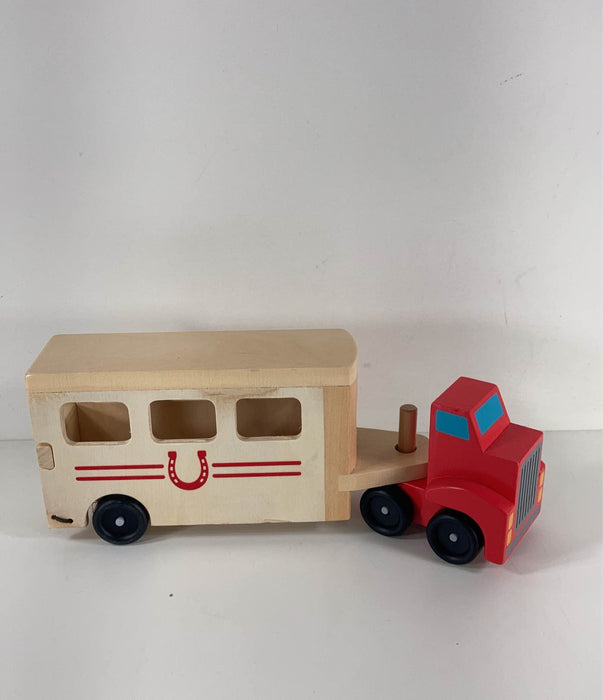 secondhand Melissa & Doug Horse Carrier Wooden Vehicles Play Set