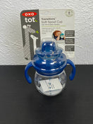 used OXO Tot Transitions Soft Spout Sippy Cup with Removable Handles, Navy