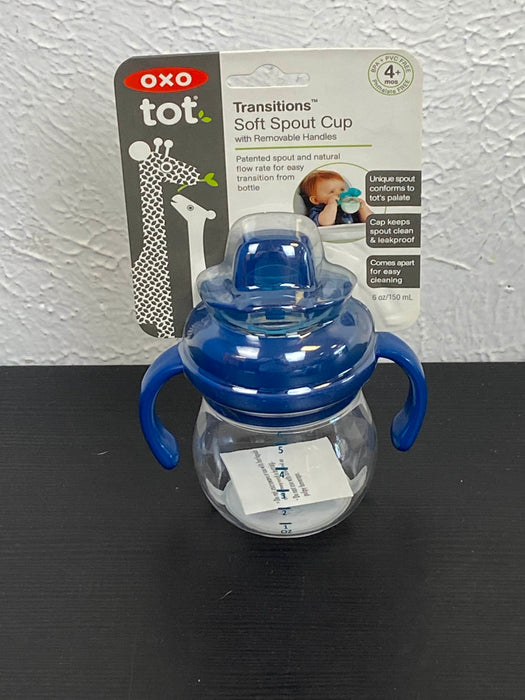 used OXO Tot Transitions Soft Spout Sippy Cup with Removable Handles, Navy