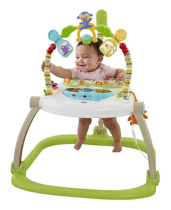 used Fisher Price SpaceSaver Jumperoo Activity Center, Woodland Friends