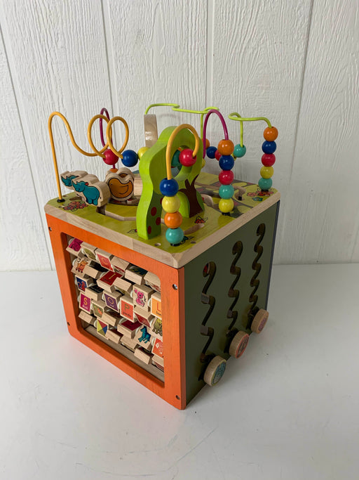 used B. Toys Zany Zoo Wooden Activity Cube