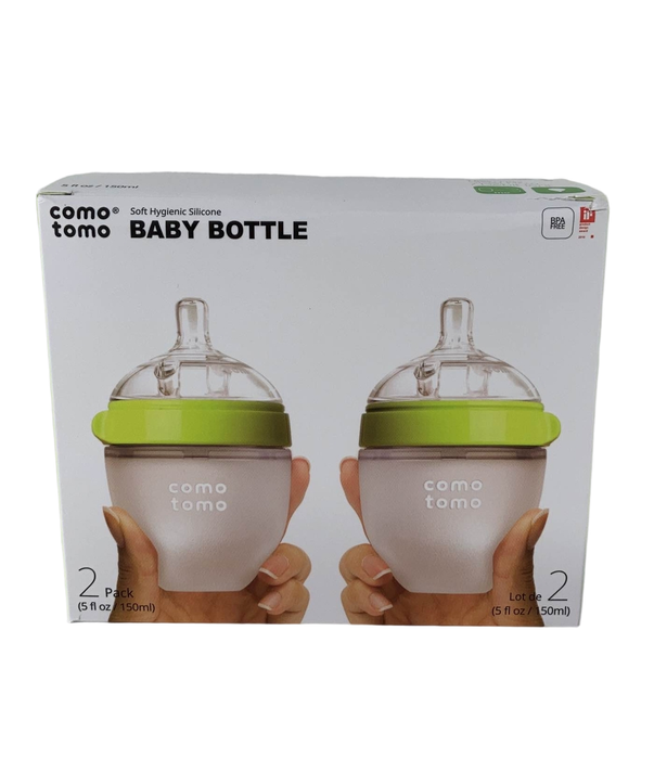 used Comotomo Bottles, 2 Pack, Green, 5oz