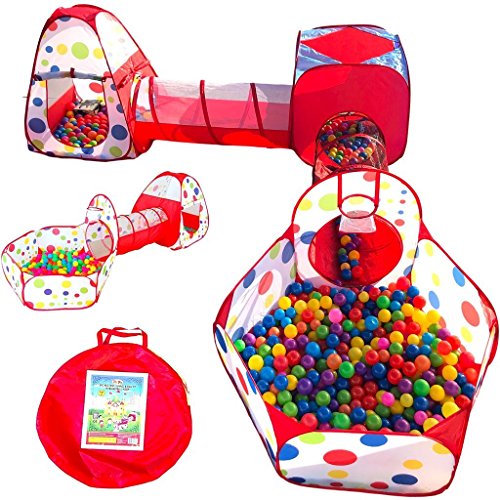 used Playz Tent, Tunnels & Ball Pit, 4 Piece