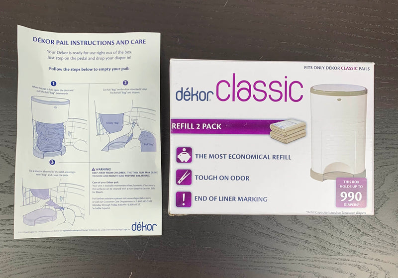 Diaper Dekor Classic Diaper Pail, With Refill Packs
