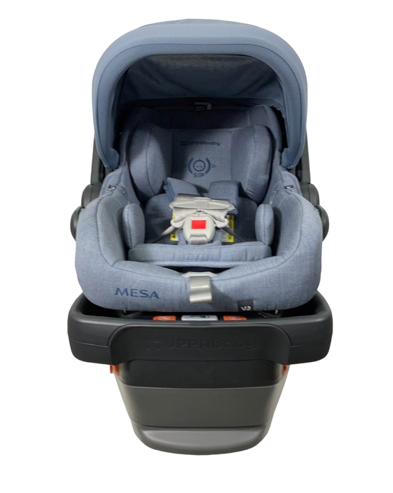 secondhand UPPAbaby MESA V2 Infant Car Seat, 2023, Gregory (Blue Melange Merino Wool)