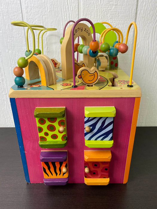 used B. Toys Zany Zoo Wooden Activity Cube