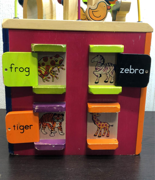 used B. toys Zany Zoo Wooden Activity Cube