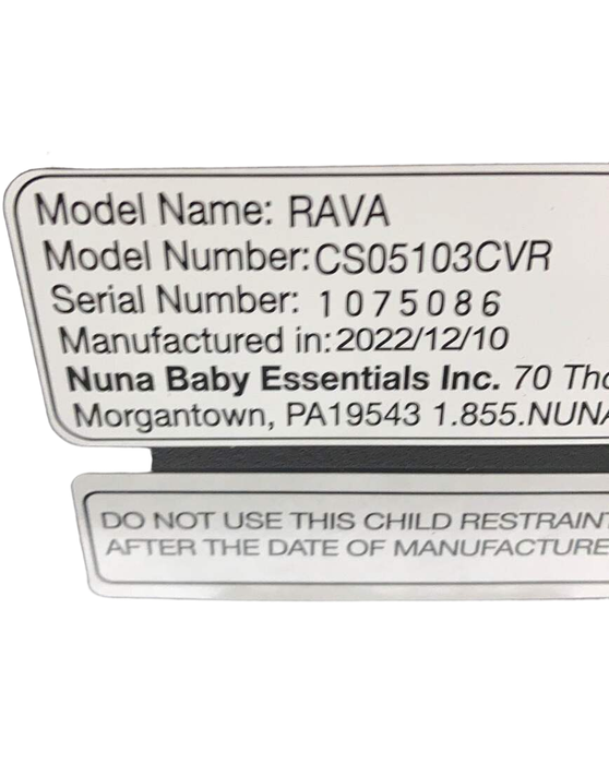 Nuna RAVA Convertible Car Seat, Caviar, 2022