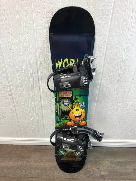 used World Industries 115cm Snowboard, With Morrow Bindings